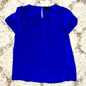 J.CREW “BOW” SILK BLOUSE | SHORT SLEEVE | WOMENS | SIZE 4 | ROYAL BLUE PURPLE